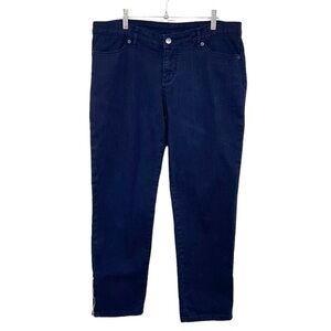 Norma Kamali Navy Blue Zipper Ankle Denim Pants
